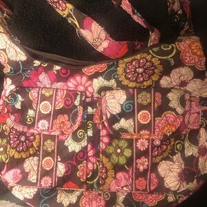 Vera Bradley Pink and Brown Shoulder Bag with Floral Design